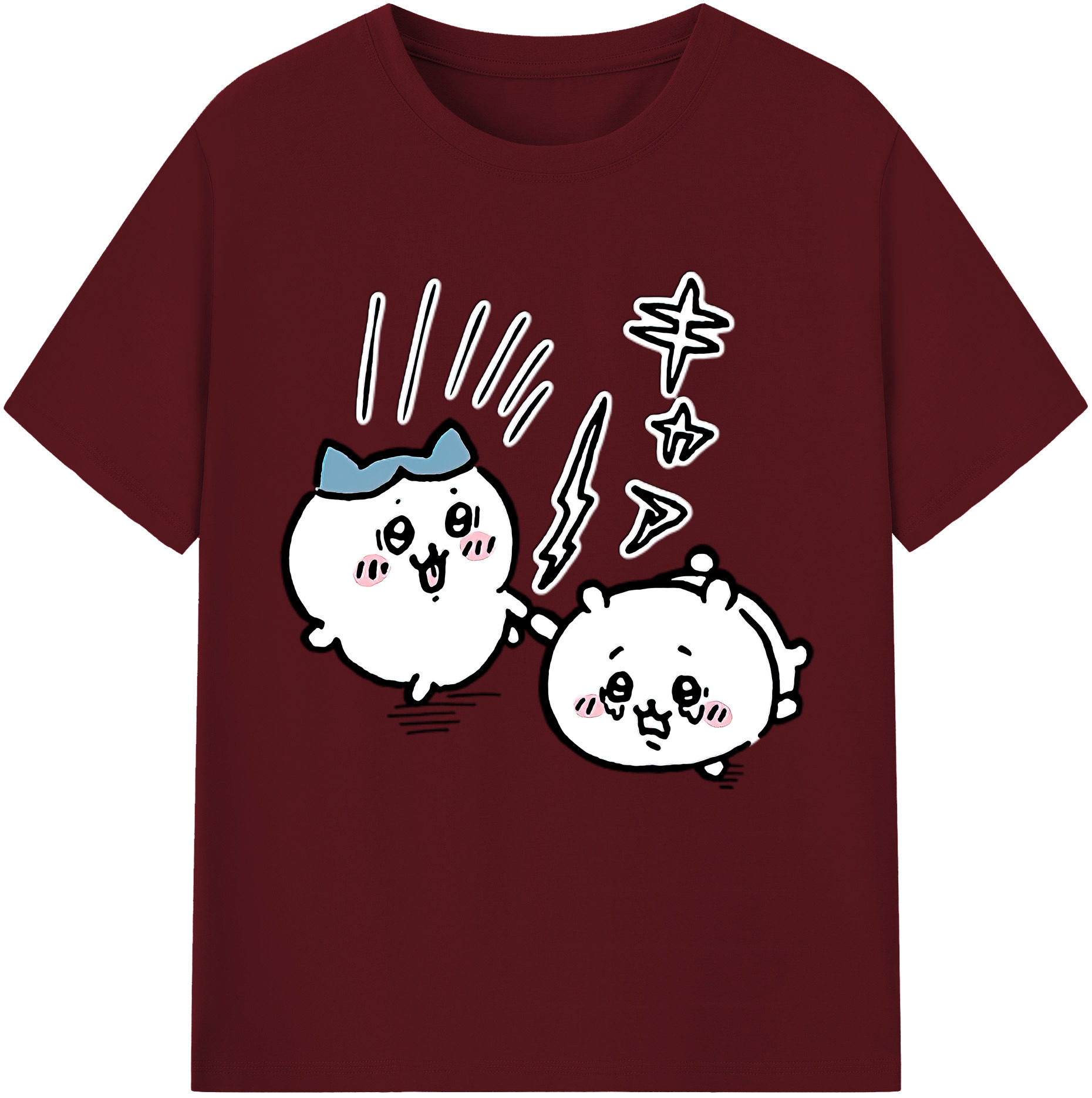 （画像用） ちいかわ ハチワレ Chii-kawa hachiware 綿100％半袖Tシャツ（フロントプリント）